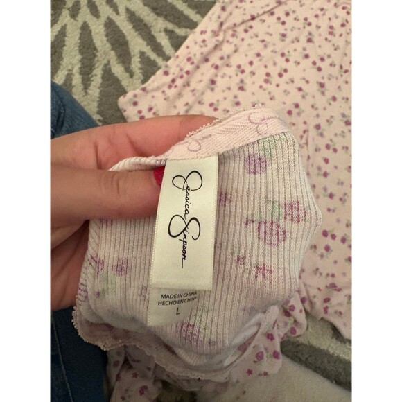Pink and Purple Floral Ribbed Jessica Simpson Pajama Set - Picture 3 of 5